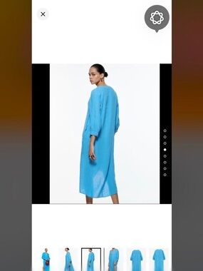 Zara Blue Midi Shirt Slit Button Front Oversized Tunic Dress size XL